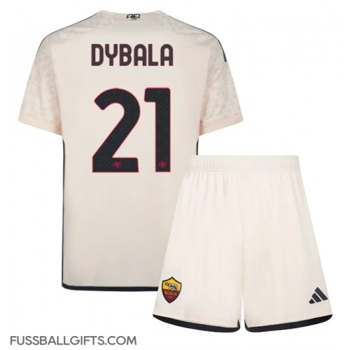 AS Roma Paulo Dybala #21 Fußballbekleidung Auswärtstrikot Kinder 2023-24 Kurzarm (+ kurze hosen)